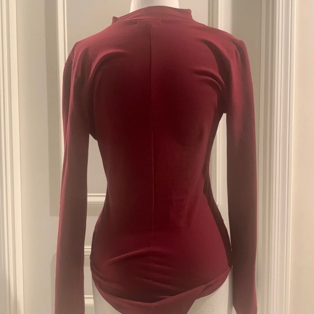 Berry mock neck open chest bodysuit